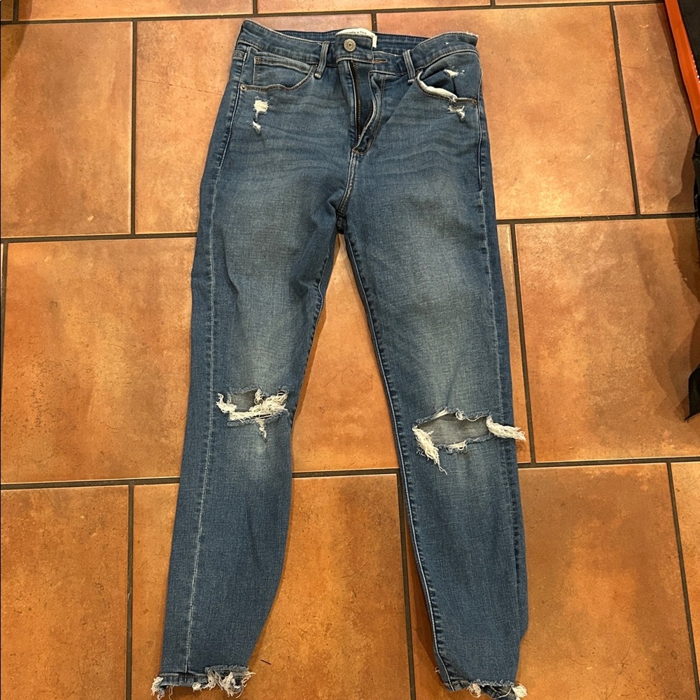 Abercrombie & Fitch Blue Ankle Cropped Jeans